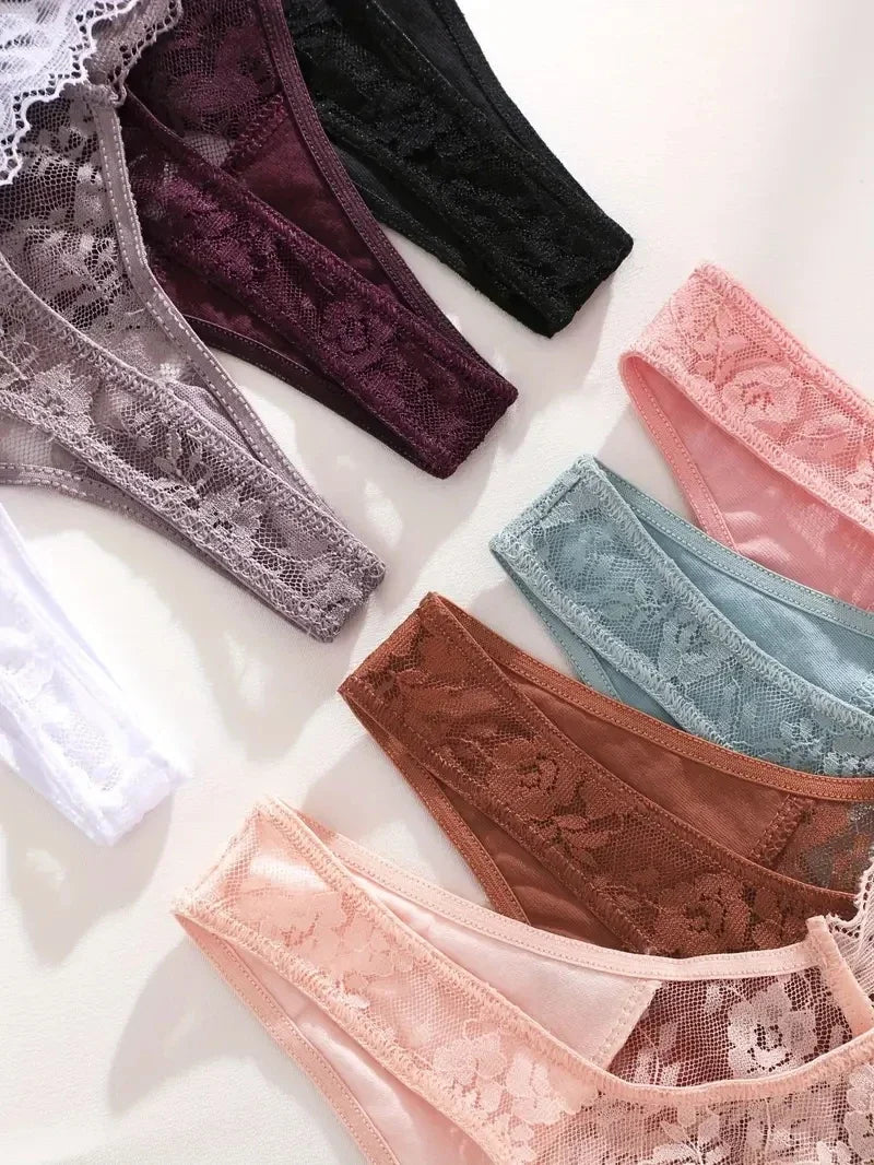 5-Piece Lace Thong Set – Low-Rise Sexy Briefs for Women