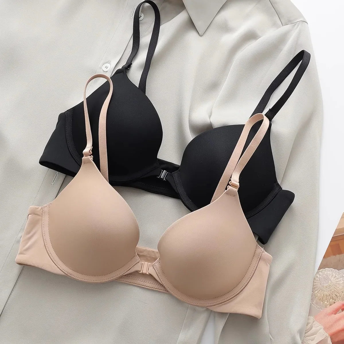 Sexy Front Buckle Push Up Bra For Women Underwear Adjustable Underwie Deep V Seamless Brassiere Cotton Comfortable Lingerie