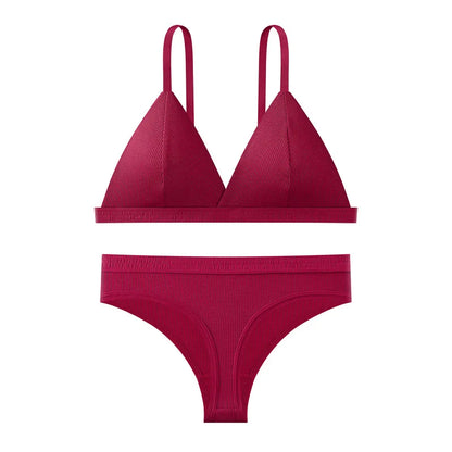 Women Bra and Panties Set Push Up Bralette Non-wire 1/3 Cup Bras Low Rise Thongs Sexy Lingerie Set Women Cotton Underwear
