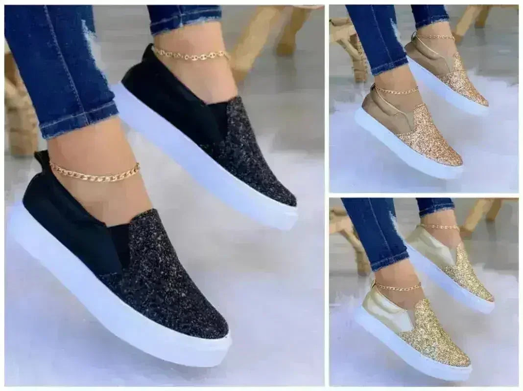 Glitter Moccasin Loafers for Women – Rose Gold, Black &amp; Gold Styles