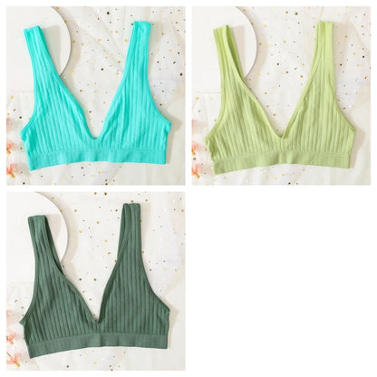 3pcs/lot Seamless Bra Push Up Bras For Women Deep V-neck Bralette Sexy Lingerie Female Low Back Sleep Underwear Unlined Crop Top