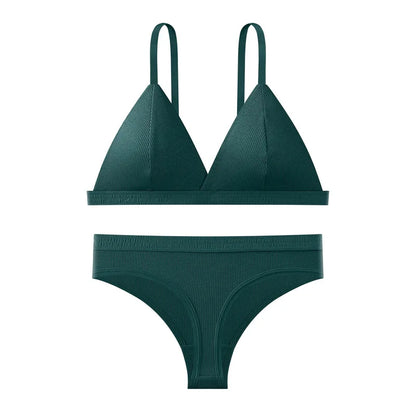 Women Bra and Panties Set Push Up Bralette Non-wire 1/3 Cup Bras Low Rise Thongs Sexy Lingerie Set Women Cotton Underwear