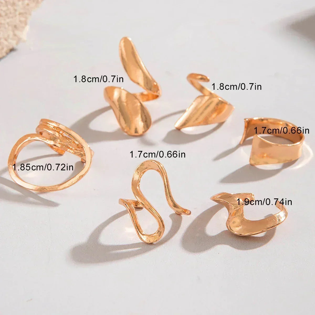 Docona Fashion Elegant Stacking Gold Colour Rings Geometric Design Ring Set Accessories Daily Festival Party Gifts 27910
