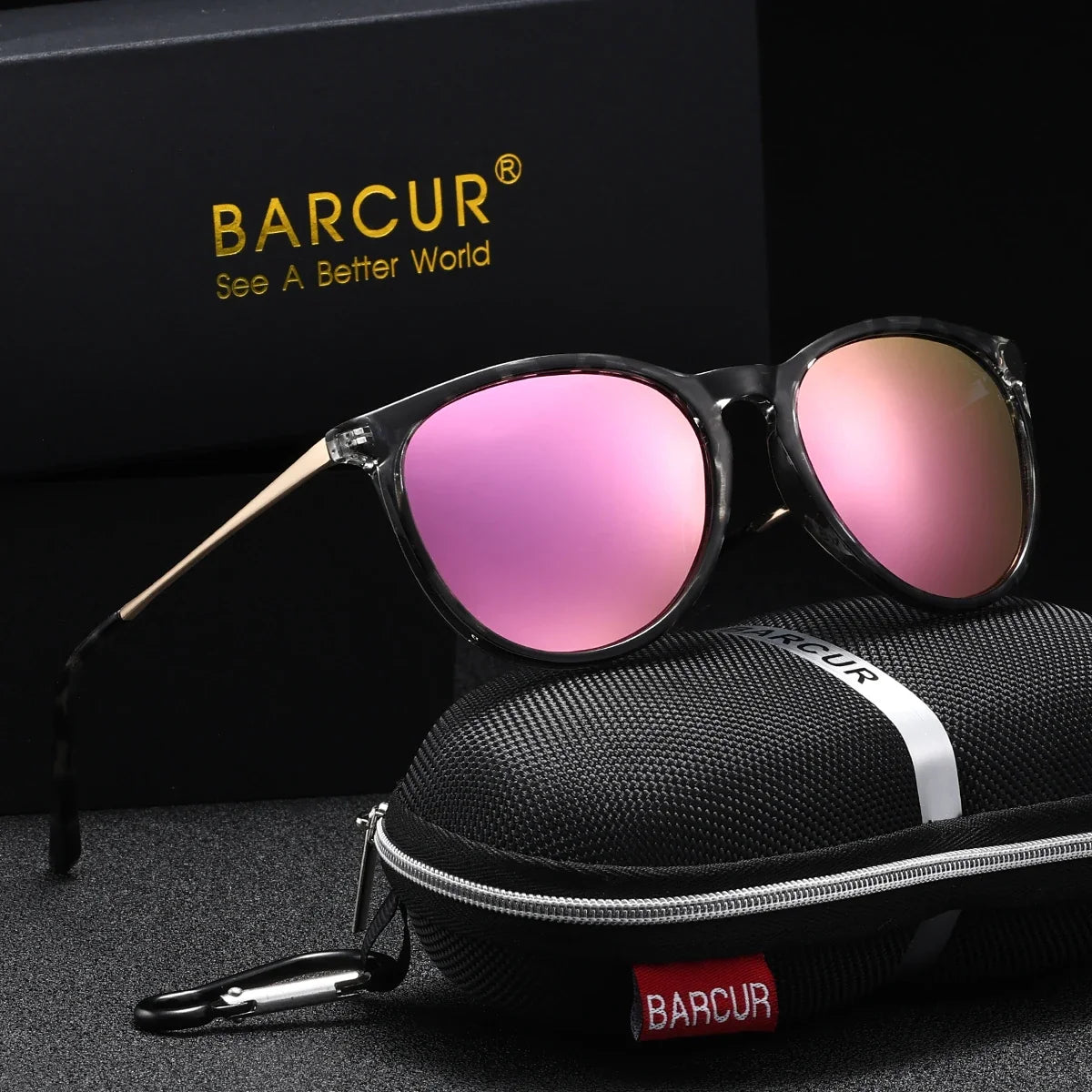 BARCUR Retro Circular Polarized Sunglasses for Women – Fashion Travel UV400 Protection TAC Lens – Durable Comfortable Plastic Titanium Frame Stylish Summer Eyewear – Trendy Mirror Lens Gift Box Included