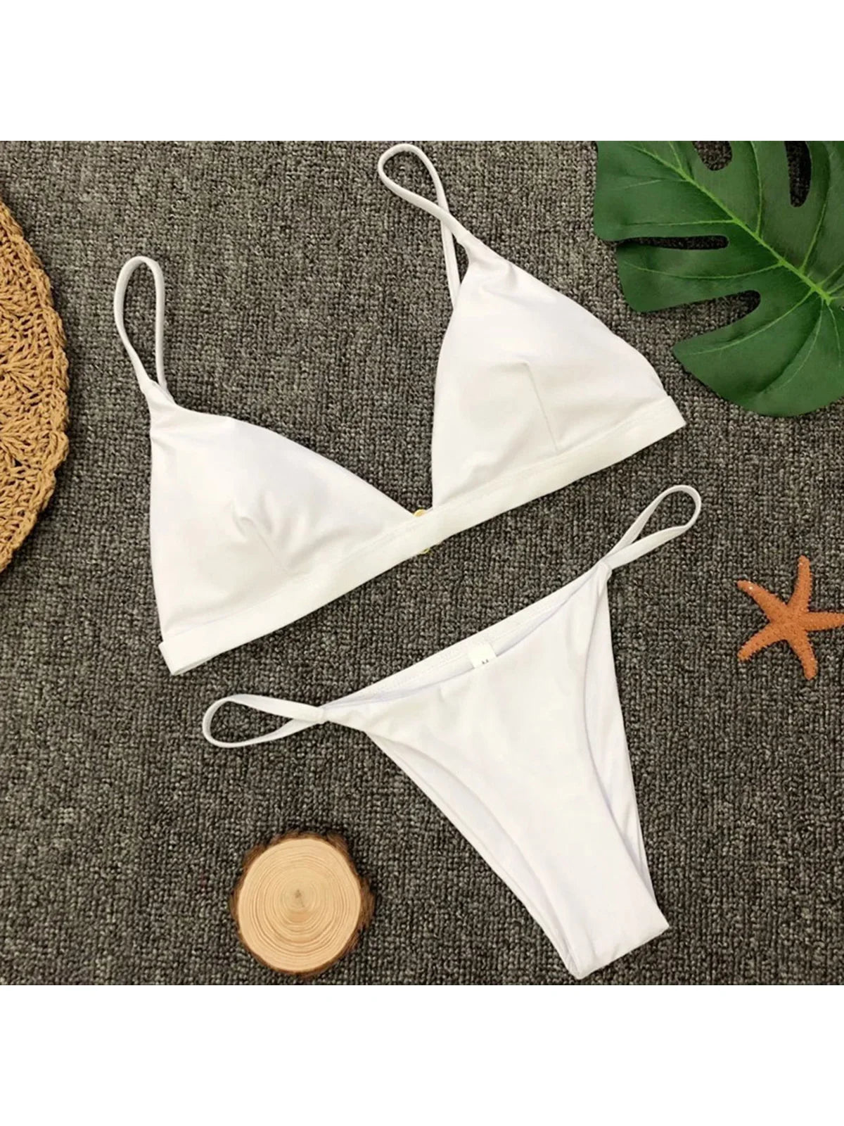 New Sexy Padded Brazilian Bikini Women Swimwear Female Swimsuit Two-Pieces Bikini Set Solid Bather Bathing Suit Swim Lady V64A