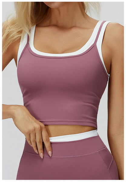 Color Blocked Fitness Bra Workout Tops Gym Underwear Fitness Sports Bras Athletic Sport Bra Women Backless Gym Yoga Crop Top