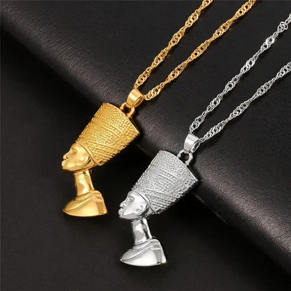Men Hip Hop Full Rhinestone King Queen Pendants Necklaces Bling Bling Iced Out Cuban Link Chain Hiphop Necklace Men Jewelry Gift