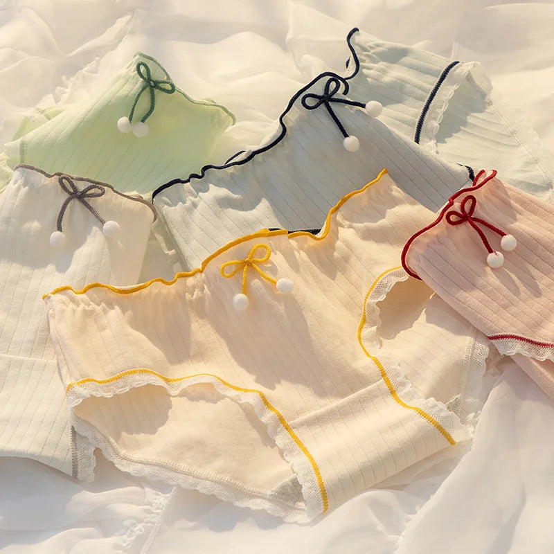 Cotton Panties Underwear Lovely Comfort Briefs Panty Female Low Rise Solid Color Student Briefs