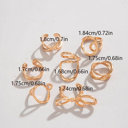 Docona Fashion Elegant Stacking Gold Colour Rings Geometric Design Ring Set Accessories Daily Festival Party Gifts 27910
