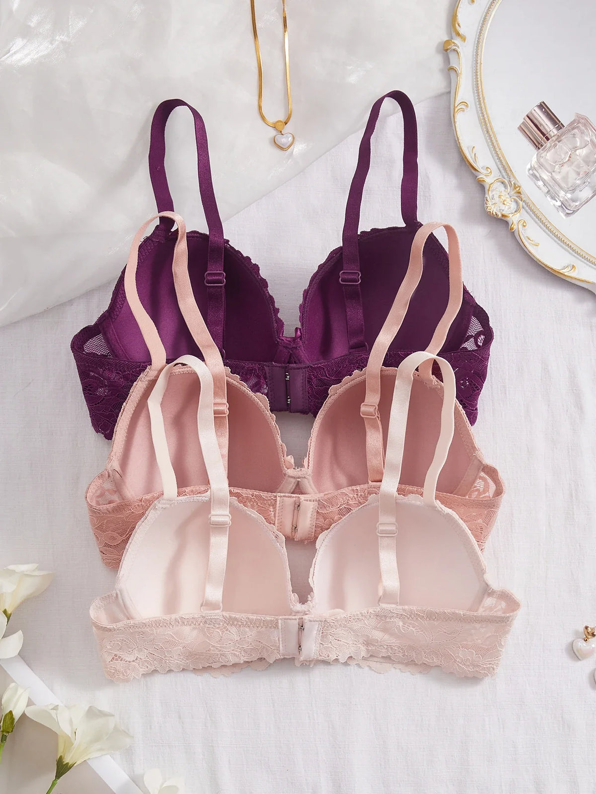 3Pcs Floral Lace Women&