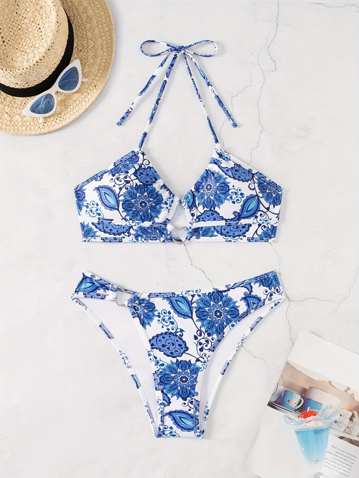 ZTVitality Sexy Print Bikini Set 2025 New Arrival Padded Bra Halter Bandage Swimsuit Women&
