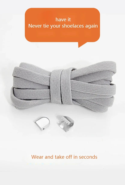 1 Pair Flat Elastic No-Tie Shoe Laces for Sneakers Tennis Shoes Quick Clip-On Shoelaces Accessories for Kids &amp; Adults