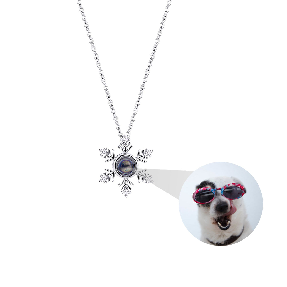 Photo Projection snowflake shape Necklace Pendant Jewelry for Lover Girlfriend 2022
