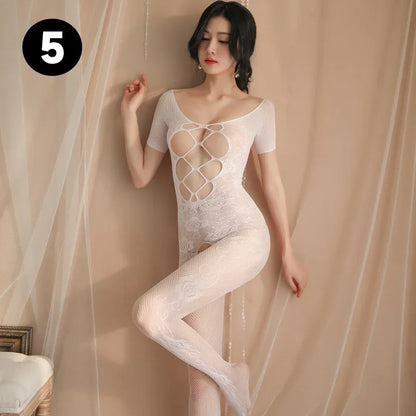 Various sexy mesh outfits, sexy lingerie jumpsuits, cutout halter bodysuits, women&