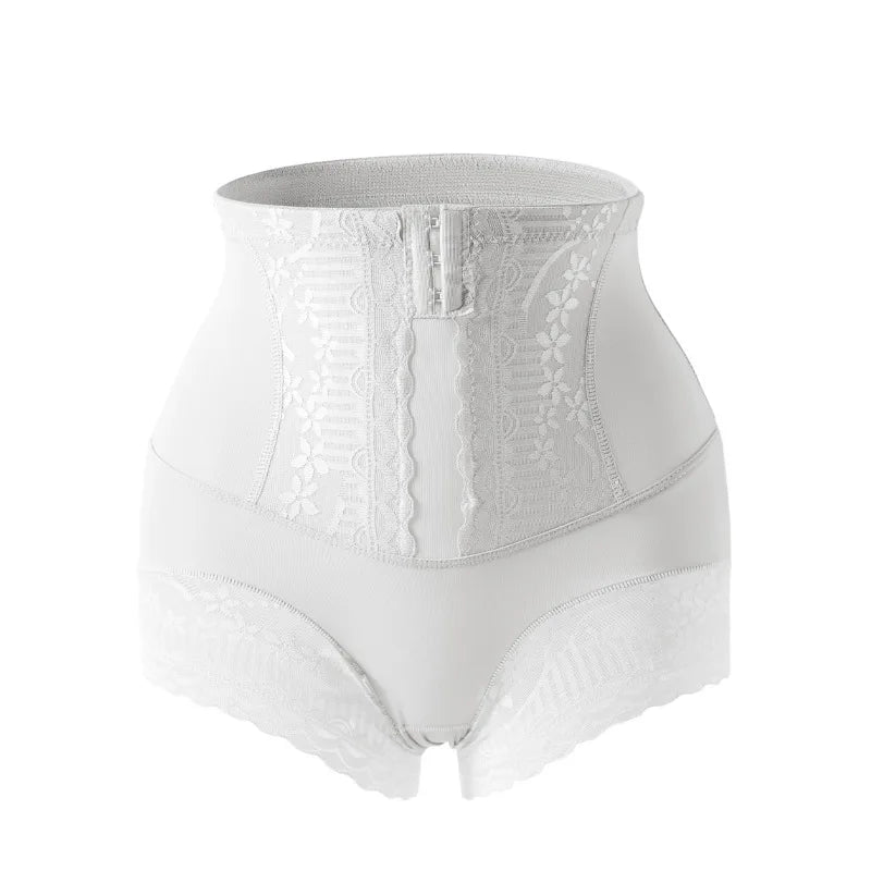 Women High Waist Hook‑and‑Eye Shapewear Shorts Tummy Control Butt Lifter Lace Hem Body Shaper Underwear For Women