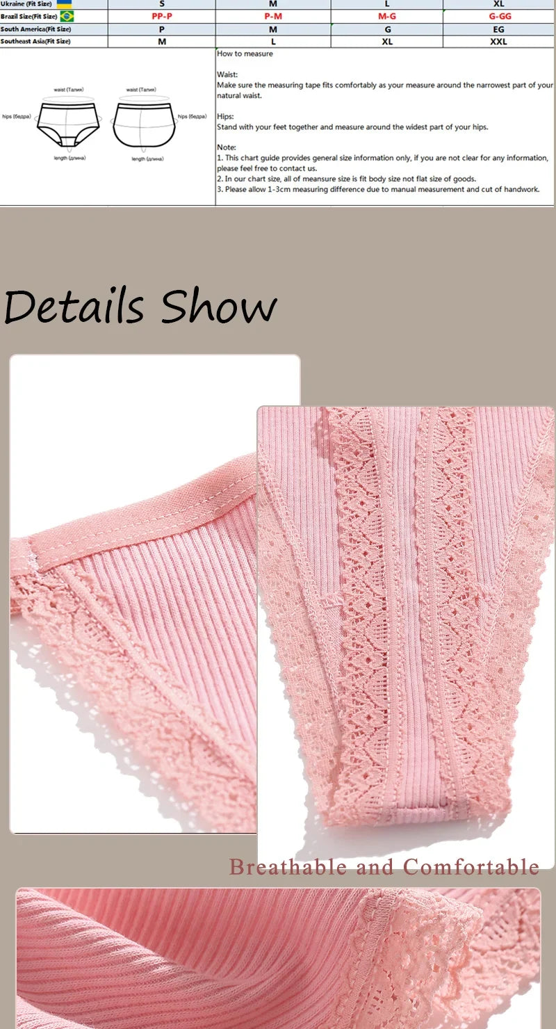 3-Piece Cotton G-String Thong Set for Women