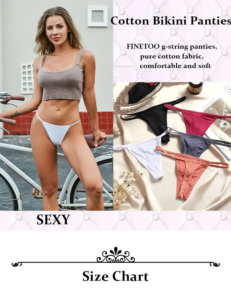 Premium Cotton G-String Thong Panties – 4-Piece Set