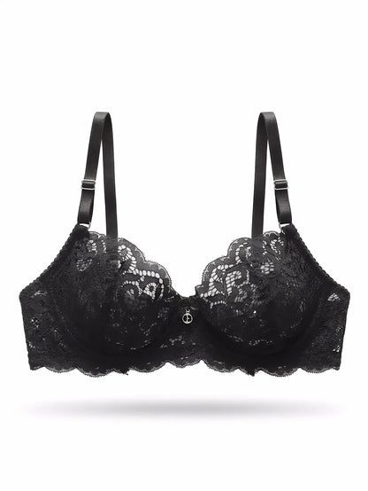 Black Lace Bra Women Push Up Sexy Eyelash Trim French Elegance Underwear Lingerie Lace Bralette Adjustable Straps Intimate A3166