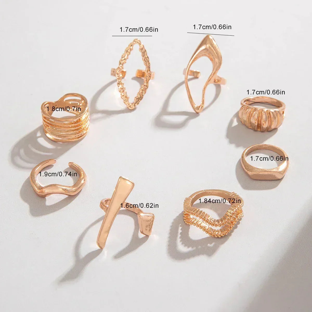 Docona Fashion Elegant Stacking Gold Colour Rings Geometric Design Ring Set Accessories Daily Festival Party Gifts 27910