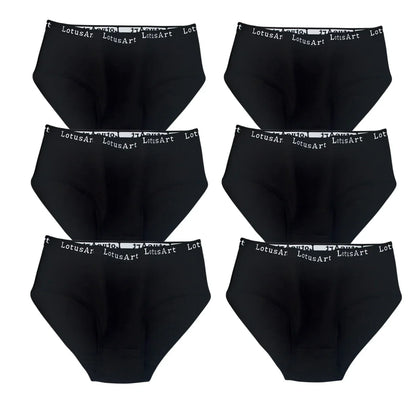 6Pcs/Set Women High Waist Cotton Briefs Letter Print Wide Waistband Panties Solid Color Full Coverage Hip Lifting Lingerie M-2XL