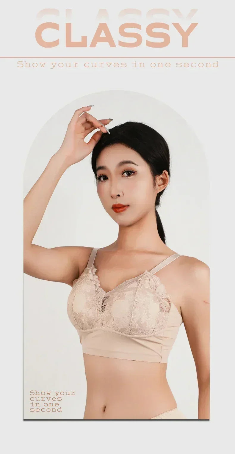 Hot Full Cup Thin Underwear Small Bra Plus Size Wireless Adjustable Lace Women&