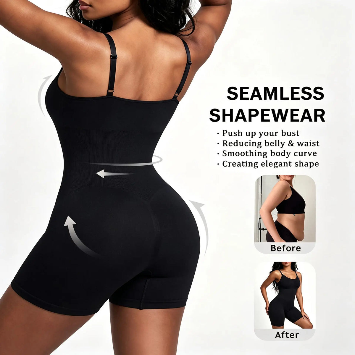 Seamless Tummy Control Shapewear Bodysuit, Adjustable Strap Shapewear, Slimming Underwear for Women