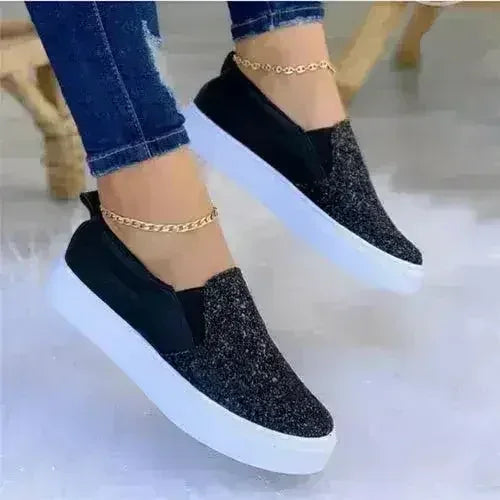 Glitter Moccasin Loafers for Women – Rose Gold, Black &amp; Gold Styles