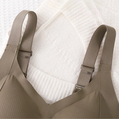 3Pcs/Set Women Seamless V-Neck Bra Plus Size Support Ribbed Bras Sexy Lingerie Detachable Bust Pads Comfort Intimates M-4XL