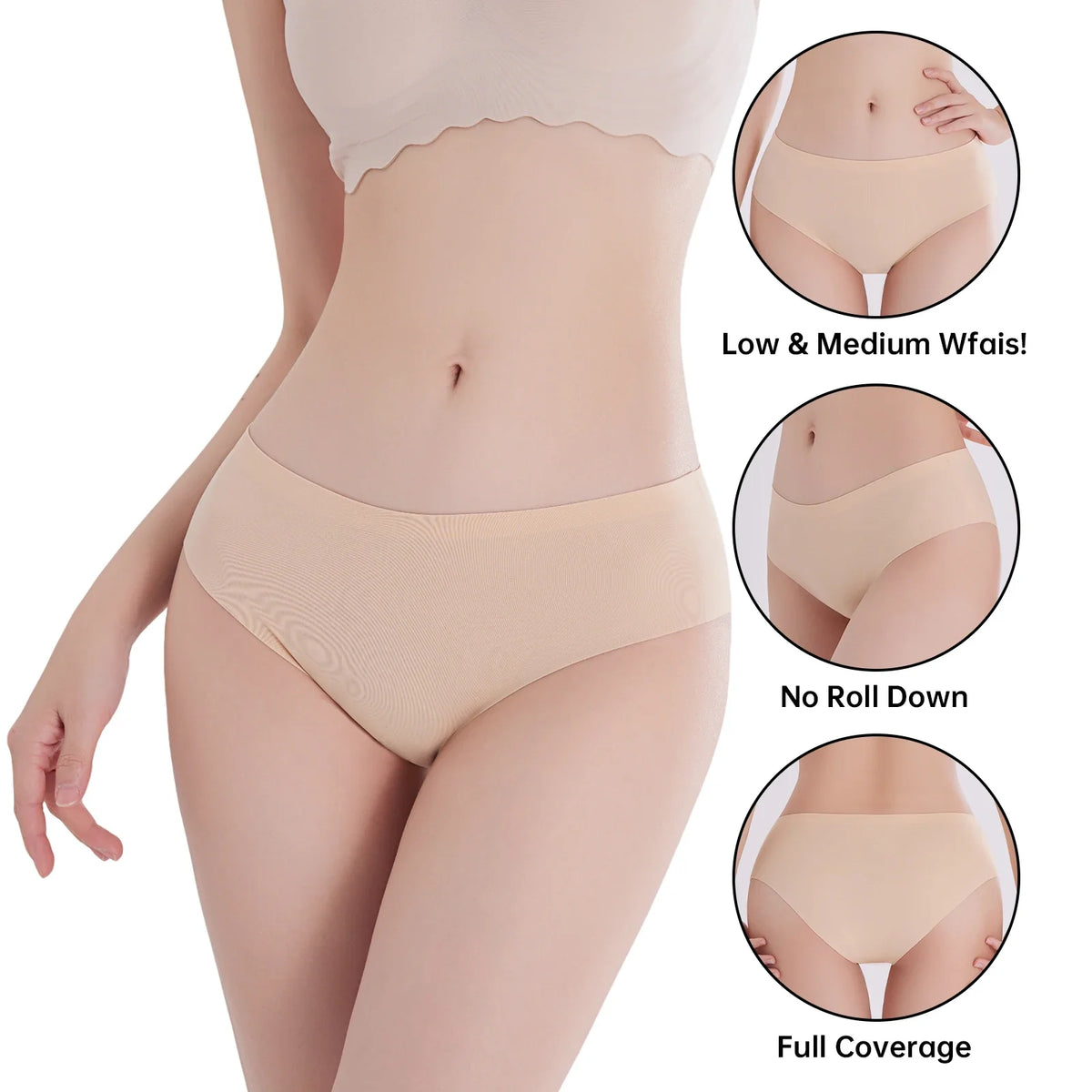 7PCS/Set Women High Waist Seamless Underwear Breathable Comfort Briefs S-2XL