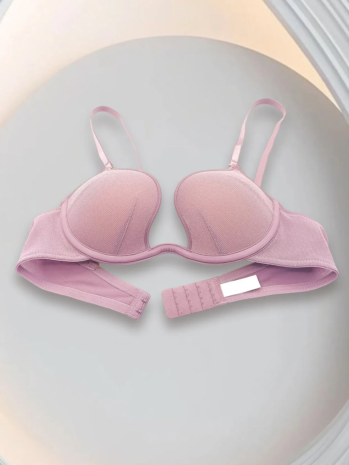 Purple deep V gather top bra women&