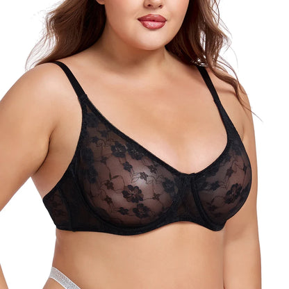 Ultra Thin Plus Size Womens Underwire Support Bra Adjustable Straps No Padding Comfort Leisure Sexy Brassiere