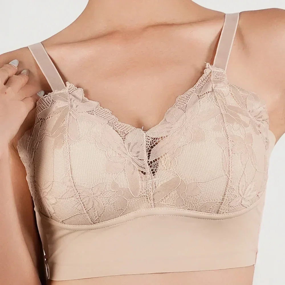 Hot Full Cup Thin Underwear Small Bra Plus Size Wireless Adjustable Lace Women&