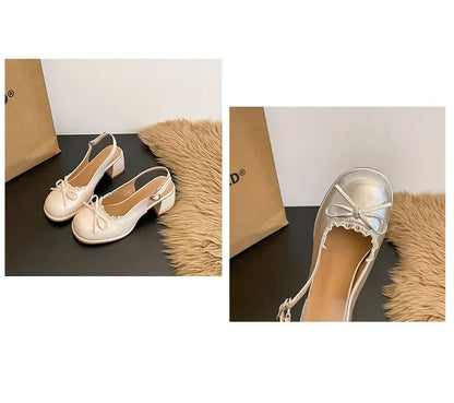 Thick Heel Women Sandals Height Increase Cover Toes Slingbacks Muels Shoes Elegant Stripper Party Dress Female Sandalias