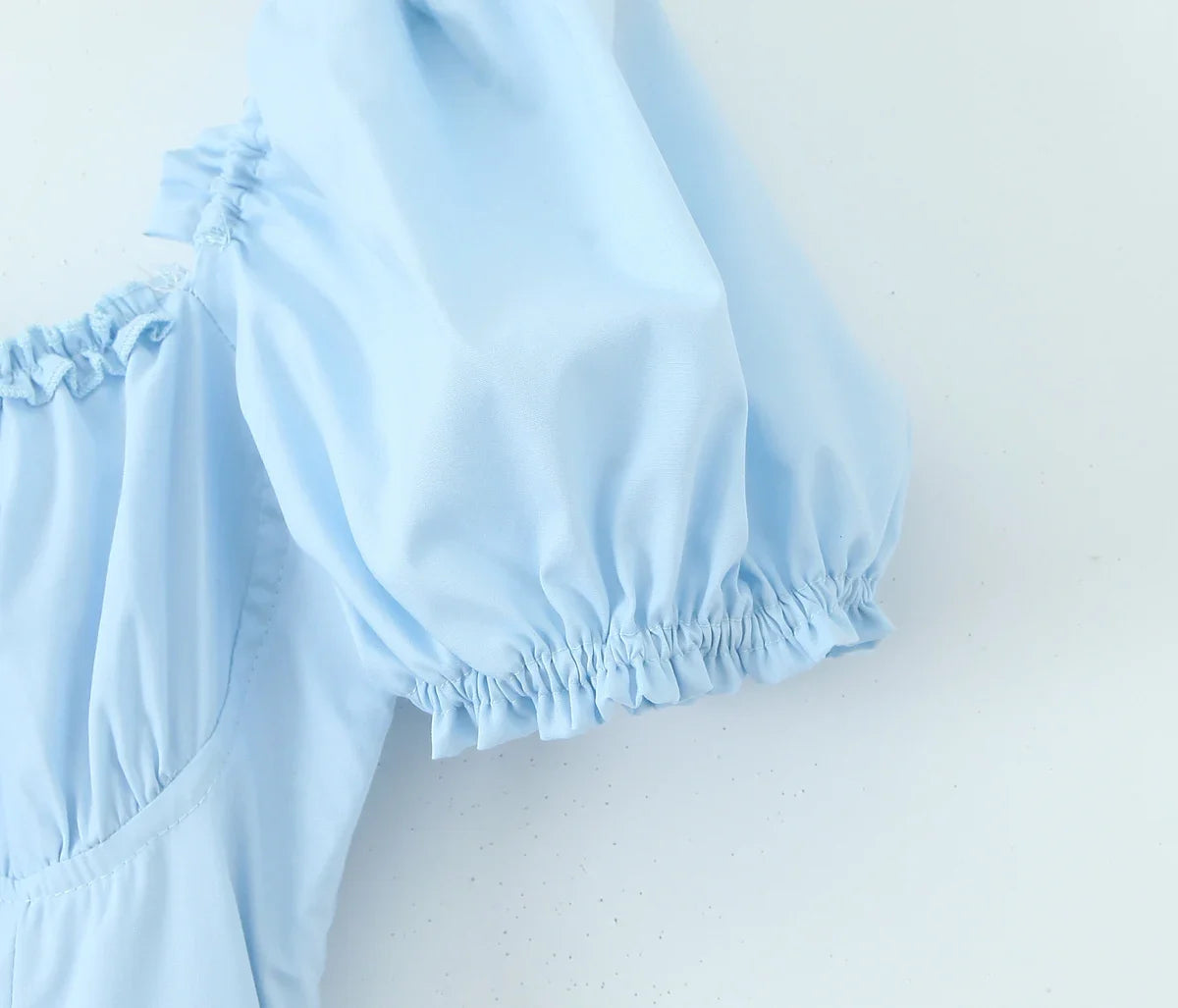 Bowknot Ruffles Light Blue Midi Dress Women&