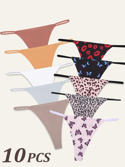 Premium Seamless Thong Panties for Women – 10-Piece Pack