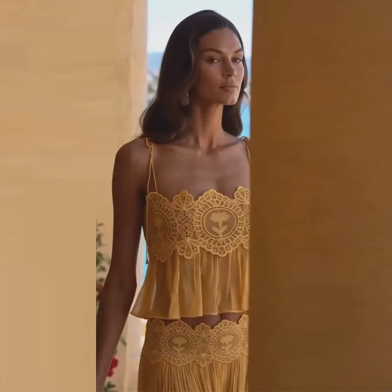 Beach Floral Lace Hollow Out Women&
