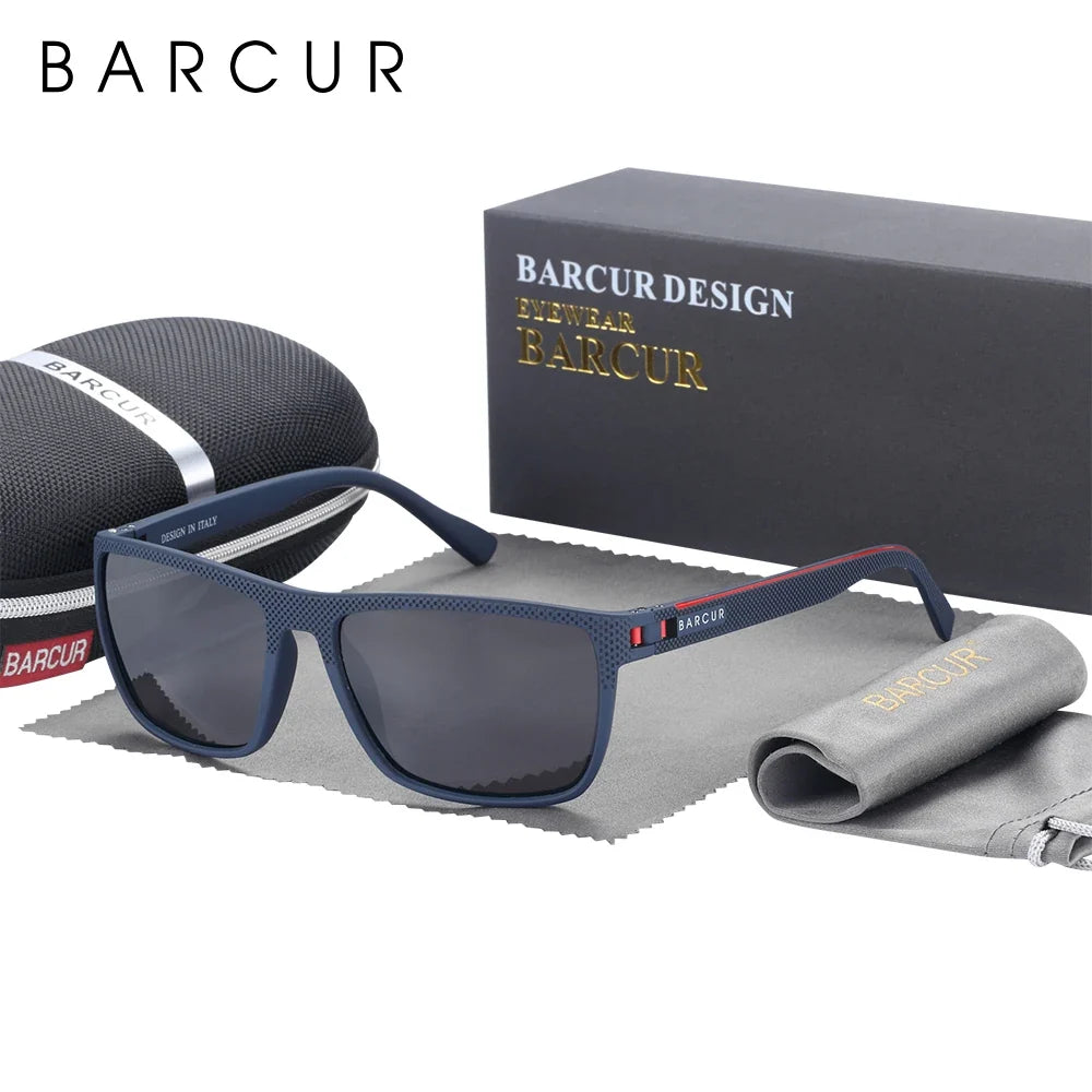 BARCUR Sports Polarized Sunglasses for Men Lightweight TR90 Square Fishing &amp; Travel Eyewear UV400 Protection Men Accessory