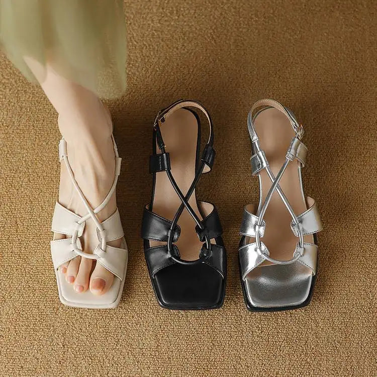 Summer New Model Fashion Middle Heeled Women&