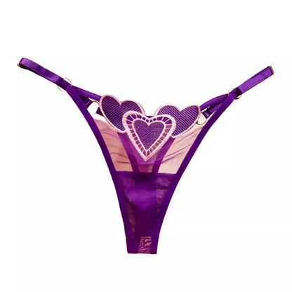 Embroidery Heart Thin Sexy Girls G String Thong Panties Women Briefs Hollow Out Transparent Underwear Female Lingerie