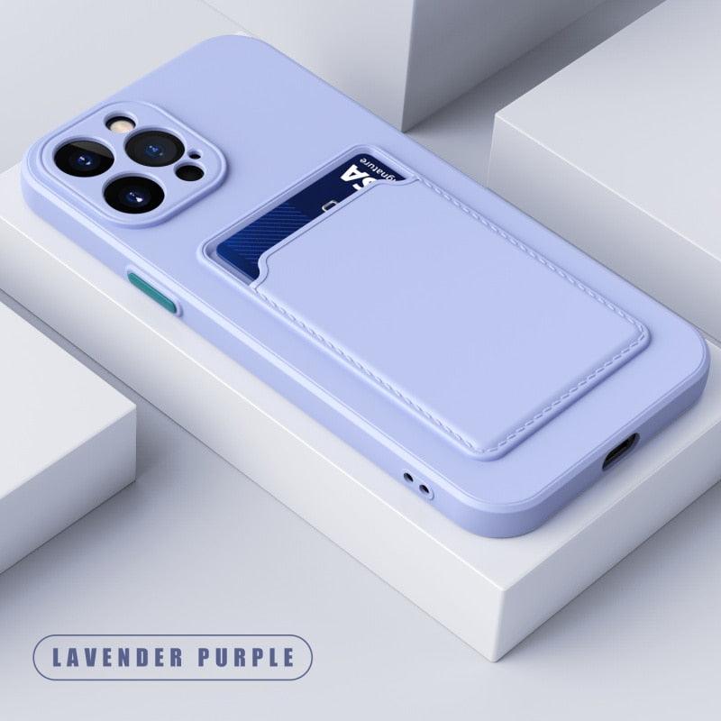 White Soft Wallet Card Holder Phone Case For iPhone 11 12 13 Pro Max Camera Protective Case Wallet Holder Cover Soft Portable Silicone Back Cover Durable Phone Case