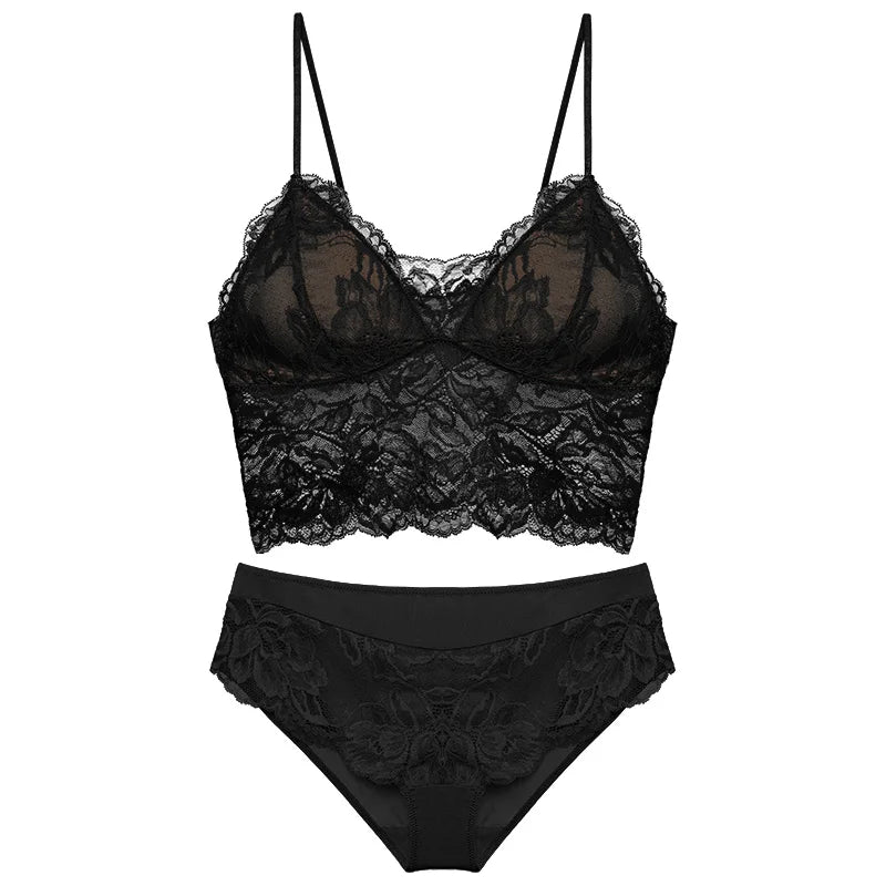 Sexy Backless Bralette French Sheer Mesh Halter Top Wireless Comfortable No Show Anti Nipple Bra &amp; G String Australia Hot MOYISU