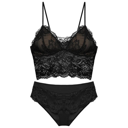 Sexy Backless Bralette French Sheer Mesh Halter Top Wireless Comfortable No Show Anti Nipple Bra &amp; G String Australia Hot MOYISU