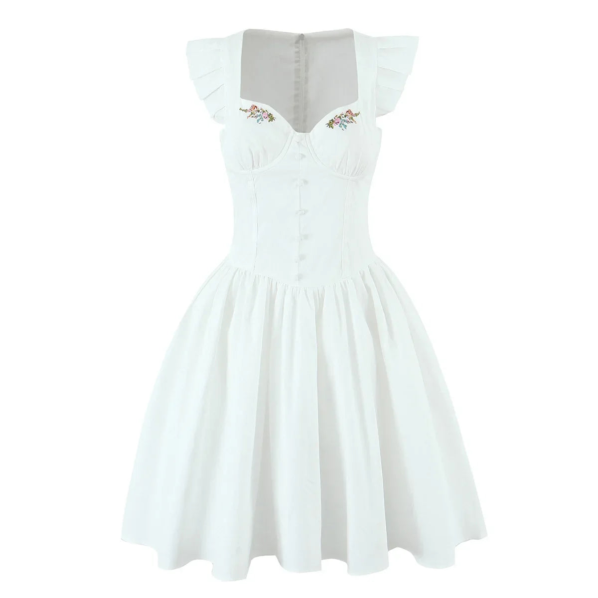 Floral Embroidery Cotton Summer Women&