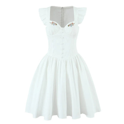 Floral Embroidery Cotton Summer Women&