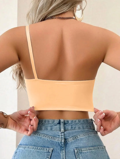 Women One Shoulder Bandeau Bra Seamless Front Closure Push Up Strapless Tube Top Invisible Anti Slip Underwear
