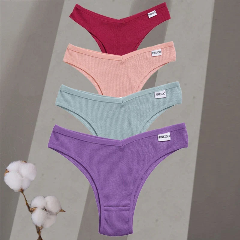 Premium Cotton Brazilian Panties – 4-Piece Set for Women