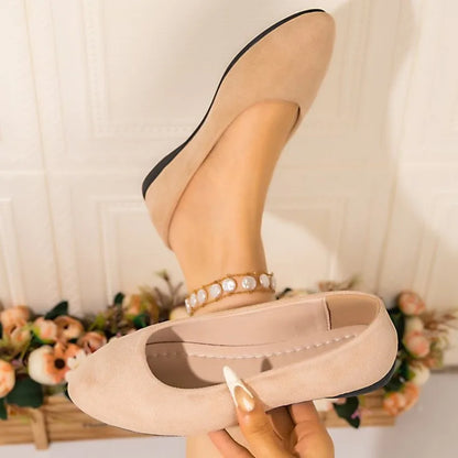 Women Suede Loafers Flat Heel Shallow Female Shoes Spring Summer Square Toe Basic Concise Women Pumps