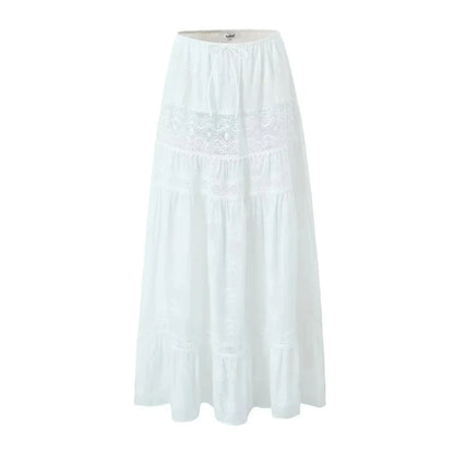 Lace Skirt Set Dress Summer Women Beach Holiday Sexy Cotton Matching Set Outfits Spring White 2 Pcs Vestidos Female Set 2025