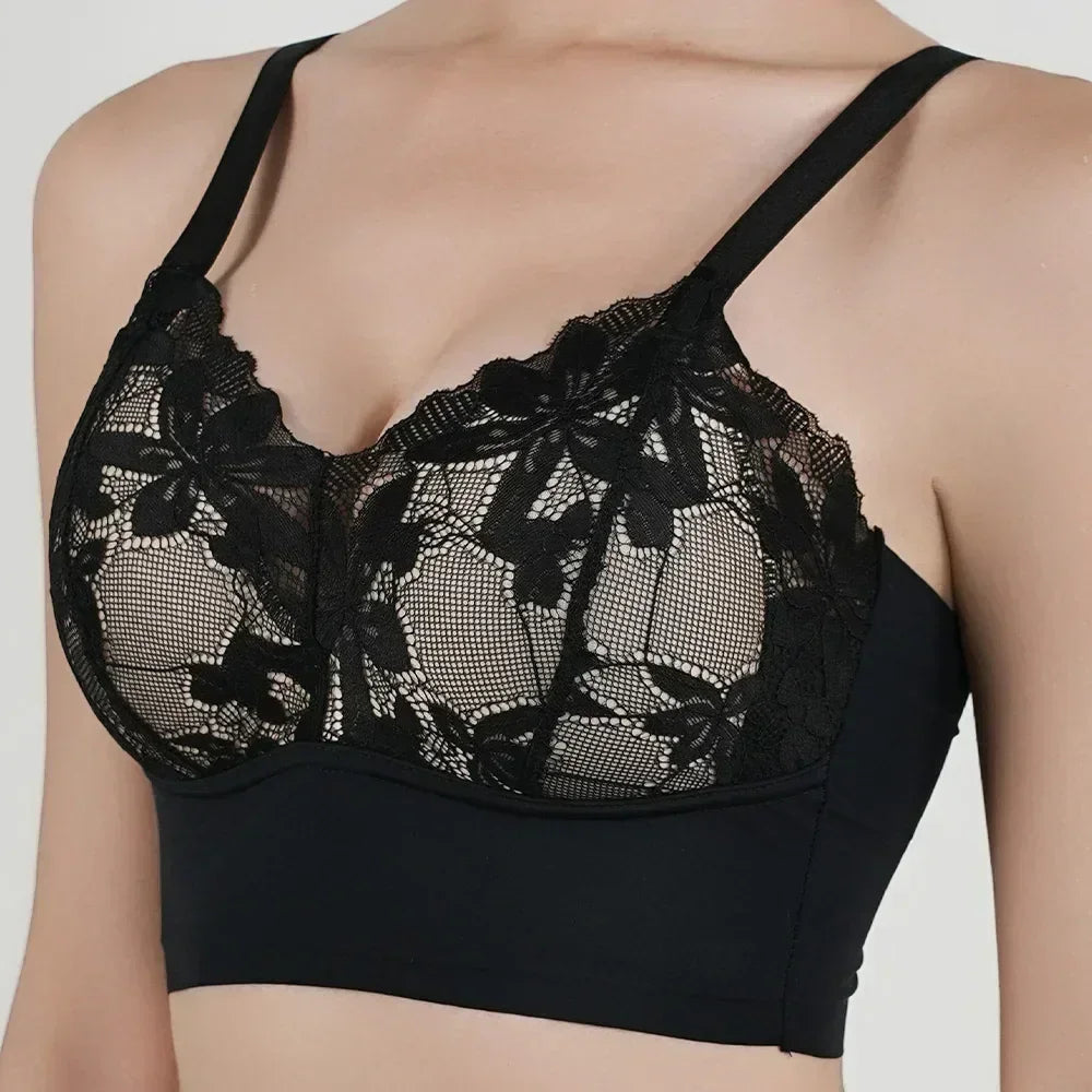 Hot Full Cup Thin Underwear Small Bra Plus Size Wireless Adjustable Lace Women&