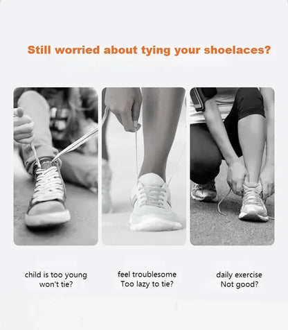 1 Pair Flat Elastic No-Tie Shoe Laces for Sneakers Tennis Shoes Quick Clip-On Shoelaces Accessories for Kids &amp; Adults